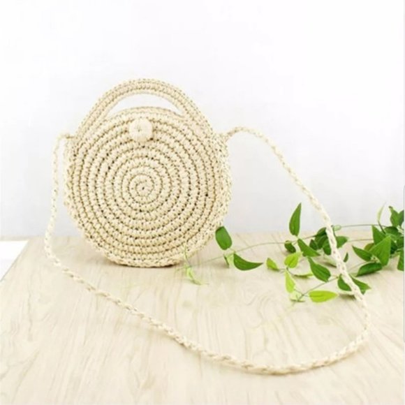 Sale!🆕Straw Circle Beach Handbag Bohemian Rattan - Picture 11 of 16